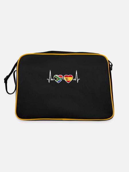 Afrique du Sud Espagne Vintage Heartbeat drapeau - Sac Retro - noir/or - Dos