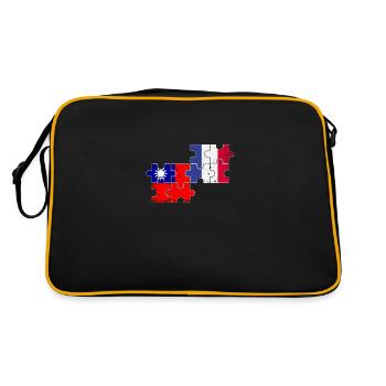 Taïwan France Vintage drapeau Français taïwanais - Sac Retro - noir/or - Dos