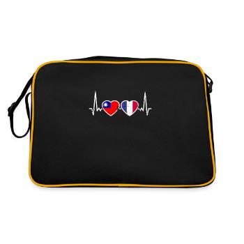 Taïwan France Vintage Heartbeat drapeau - Sac Retro - noir/or - Dos