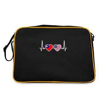 Taïwan États-Unis Heartbeat Flag Américain Taïwanais - Sac Retro - noir/or - Dos
