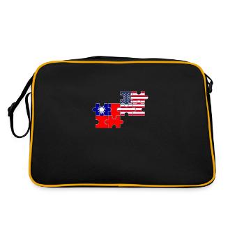 Taïwan USA Drapeau Américain Taïwanais - Sac Retro - noir/or - Dos
