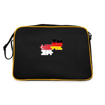 Singapur Deutschland Flagge Deutsch Singapurer - Retro Tasche - Schwarz/Gold - Hinten