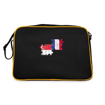 Singapur Frankreich Vintage Flagge Singapurer - Retro Tasche - Schwarz/Gold - Hinten