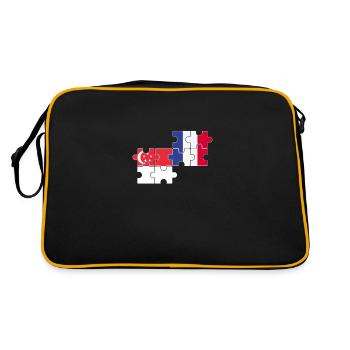 Singapur Frankreich Flagge Französisch Singapurer - Retro Tasche - Schwarz/Gold - Hinten