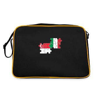 Singapur Italien Flagge Italiener Singapurer - Retro Tasche - Schwarz/Gold - Hinten