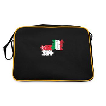 Singapur Italien Vintage Flagge Singapurer - Retro Tasche - Schwarz/Gold - Hinten