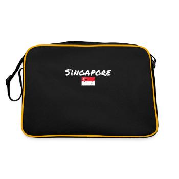 Singapore Vintage Singapur Flagge Singapurer - Retro Tasche - Schwarz/Gold - Hinten