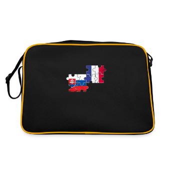 Slowakei Frankreich Vintage Flagge Slowake - Retro Tasche - Schwarz/Gold - Hinten
