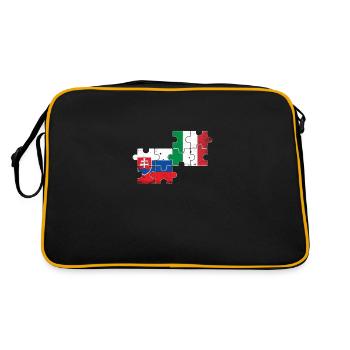 Slowakei Italien Vintage Flagge Italiener Slowake - Retro Tasche - Schwarz/Gold - Hinten