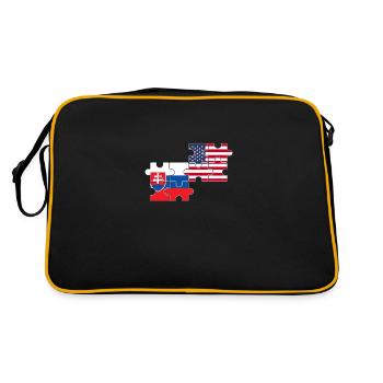 Slowakei USA Flagge Amerikanisch Slowakisch - Retro Tasche - Schwarz/Gold - Hinten