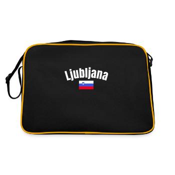 Ljubljana, Slovénie, Drapeau slovène, Slovène - Sac Retro - noir/or - Dos