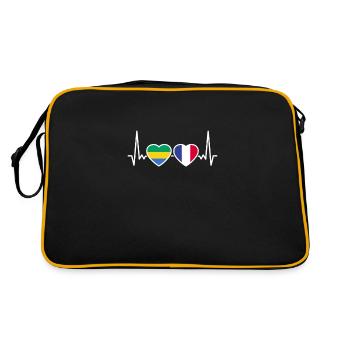 Gabon, France, Heartbeat, Drapeau, Gabonais - Sac Retro - noir/or - Dos