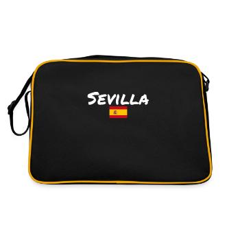 Sevilla Spanien Spanische Flagge Spanier - Retro Tasche - Schwarz/Gold - Hinten