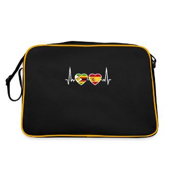 Zimbabwe Espagne Vintage Heartbeat drapeau - Sac Retro - noir/or - Dos