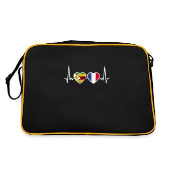 Zimbabwe France Vintage Heartbeat drapeau - Sac Retro - noir/or - Dos