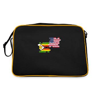Zimbabwe, Etats-Unis, drapeau, Américain, Zimbabwéen - Sac Retro - noir/or - Dos