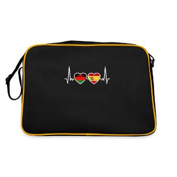 Malawi Espagne Vintage Heartbeat drapeau malawite - Sac Retro - noir/or - Dos