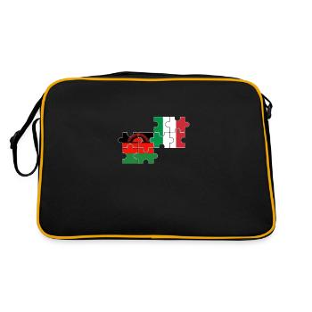 Malawi Italie Drapeau Italien Malawien - Sac Retro - noir/or - Dos