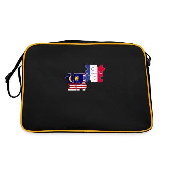 Malaysia Frankreich Flagge Französisch Malaysier - Retro Tasche - Schwarz/Gold - Hinten