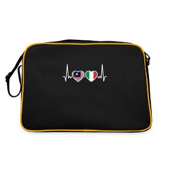 Malaysia Italien Herzschlag Flagge Malaysier - Retro Tasche - Schwarz/Gold - Hinten