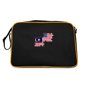Malaysia USA Flagge Amerikanisch Malaysisch - Retro Tasche - Schwarz/Gold - Hinten