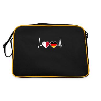 Malte, Allemagne, Heartbeat, Drapeau, Maltais - Sac Retro - noir/or - Dos