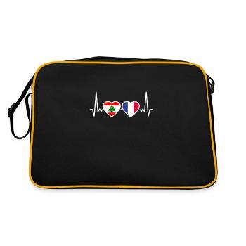 Liban France Heartbeat Flag Libanais - Sac Retro - noir/or - Dos