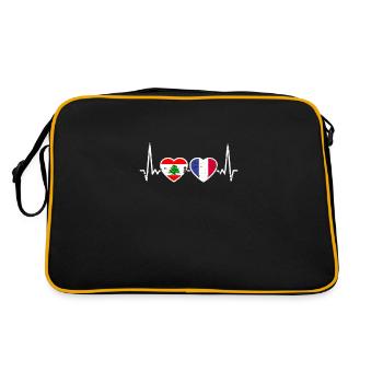 Liban France Vintage Heartbeat drapeau - Sac Retro - noir/or - Dos