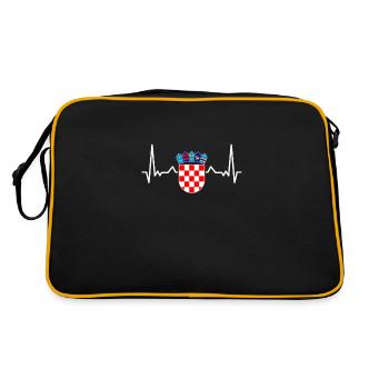 Croatia Coat of Arms Heartbeat Croatian Flag - Retro Bag - black/gold - Back
