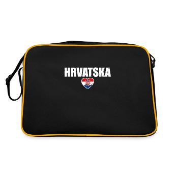 Hrvatska Vintage Heart Croatia Croatian Flag - Retro Bag - black/gold - Back