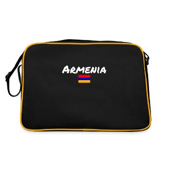 Armenia Armenien Armenische Flagge Armenier - Retro Tasche - Schwarz/Gold - Hinten
