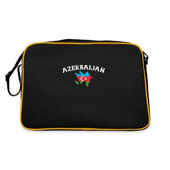 Azerbaijan Karte Aserbaidschanische Flagge - Retro Tasche - Schwarz/Gold - Hinten