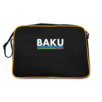 Baku Azerbaijan Aserbaidschan Flagge - Retro Tasche - Schwarz/Gold - Hinten