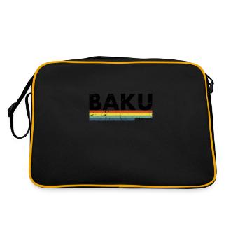 Baku Vintage Azerbaijan Aserbaidschan - Retro Tasche - Schwarz/Gold - Hinten