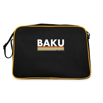 Baku Azerbaijan Aserbaidschan - Retro Tasche - Schwarz/Gold - Hinten