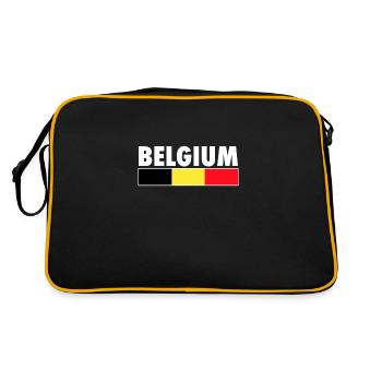 Belgium Belgien Belgische Flagge Belgier - Retro Tasche - Schwarz/Gold - Hinten