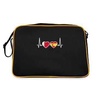 Bahrain Spanien Herzschlag Flagge Bahraini - Retro Tasche - Schwarz/Gold - Hinten
