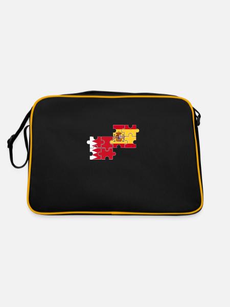 Bahrain Spain Flag of Bahraini - Retro Bag - black/gold - Back