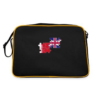 Bahrain UK Flagge Britischer Bahraini - Retro Tasche - Schwarz/Gold - Hinten