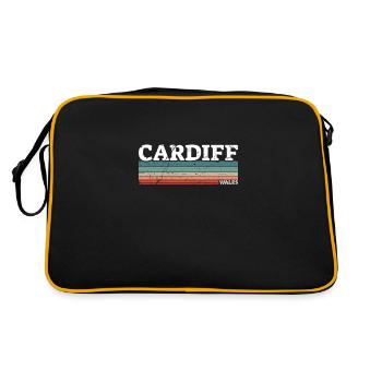 Cardiff Wales Vintage Walisische Waliser - Retro Tasche - Schwarz/Gold - Hinten