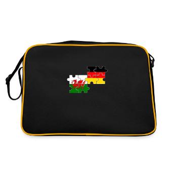 Wales Germany Flag German Welsh - Retro Bag - black/gold - Back