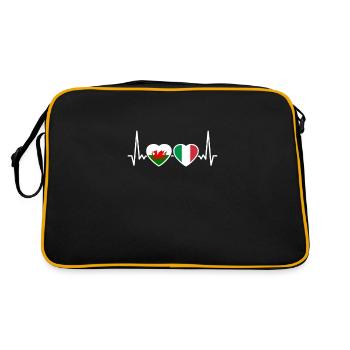 Wales Italy Heartbeat Flag Italians Welsh - Retro Bag - black/gold - Back