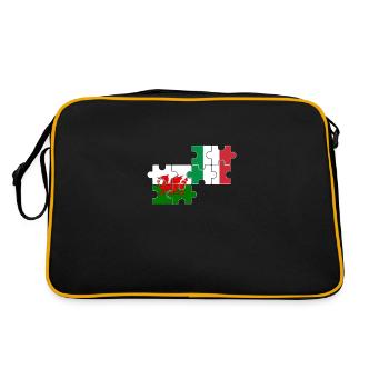 Wales Italy Flag Italians Welsh - Retro Bag - black/gold - Back