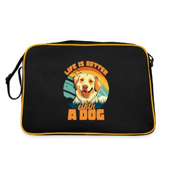 La vie est meilleure avec un chien Dictons de chien - Sac Retro - noir/or - Dos