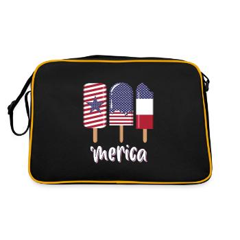 Merica 4. Juli USA - Retro Tasche - Schwarz/Gold - Hinten