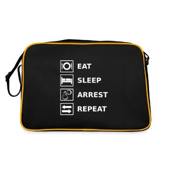 Polizei Polizist Polizistin Humor - Retro Tasche - Schwarz/Gold - Hinten