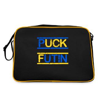 Ukraine Flag Coat of Arms Peace Peace. Against war! - Retro Bag - black/gold - Back