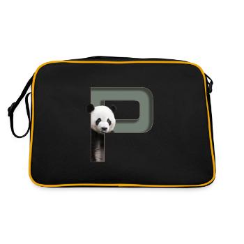 Alphabet, letter P, Panda - Retro Bag - black/gold - Back