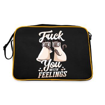 Cat with feelings funny sarcastic - Retro Bag - black/gold - Back