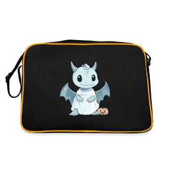 Drache Halloween Lustig Geist - Retro Tasche - Schwarz/Gold - Hinten